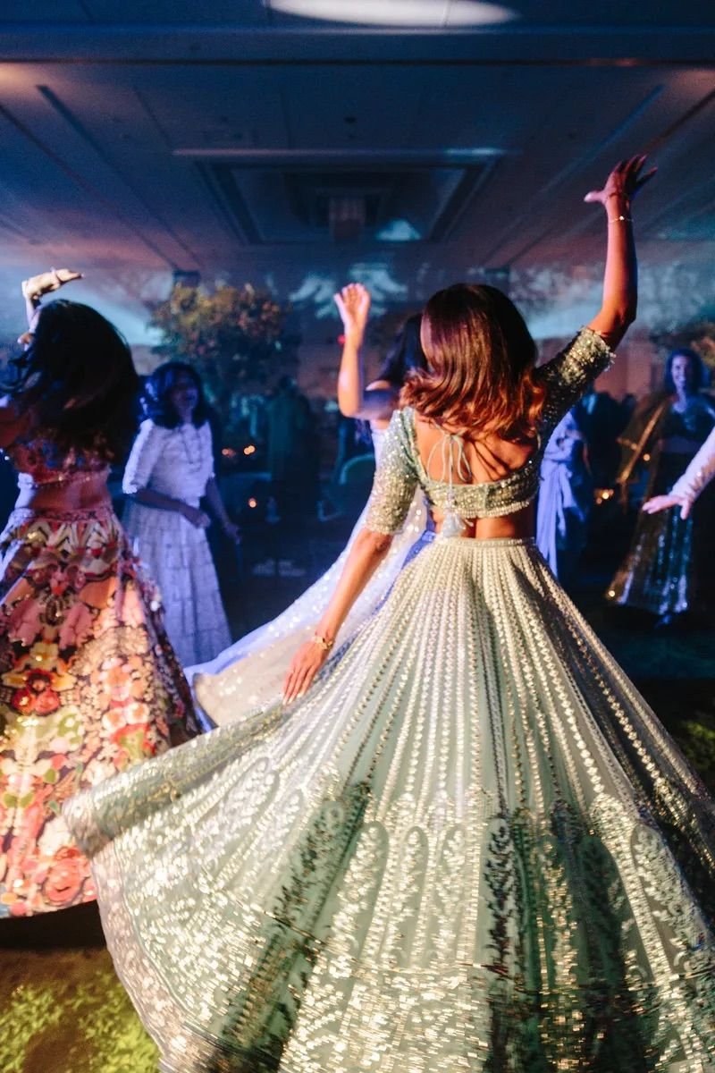 Bride and groom dancing together at the Sangeet night